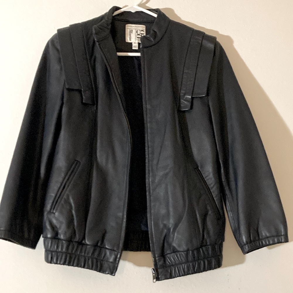 Loeffler Randall for Barney’s Coop Navy leather jacket sz 0